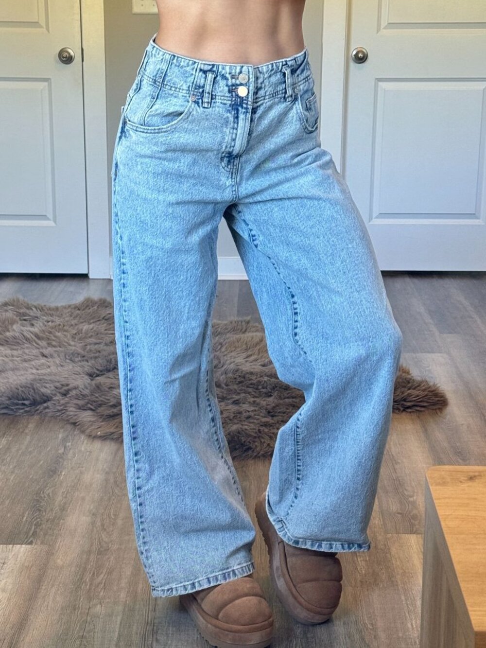 Habitual Baggy Wide Leg Jeans Womens 8 High Rise Vintage Light Wash Distressed